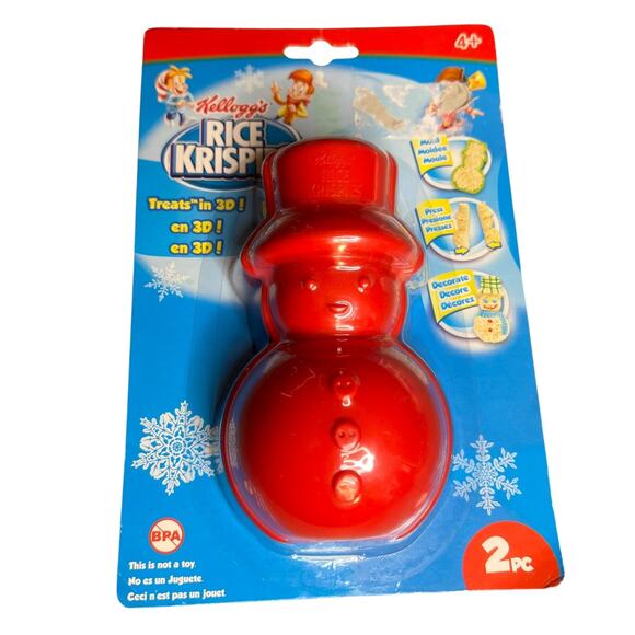 New KELLOGG'S Rice Krispies Treat 3D Red Snowman Mold 2 PC Kids 4+ Baking - Picture 1 of 7